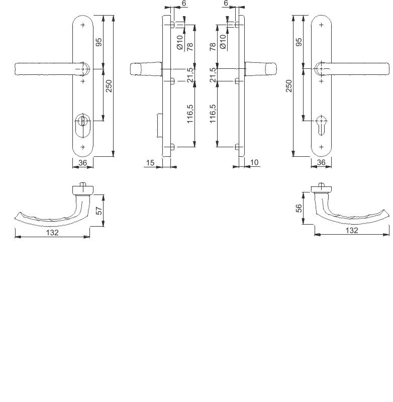 1540/3359ZA/3357N Garnitur / F1 Alu natur / ES1 / 8 mm / Profilzylinder 92 mm / 67-72 mm / HOPPE-Logo Produktbild BIGSKZ L