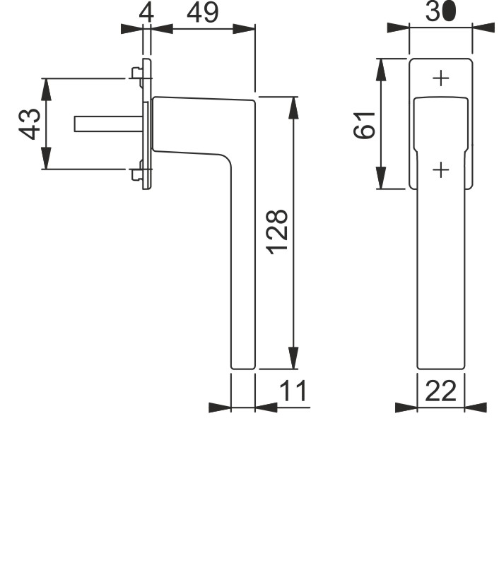 0769/U959 F9016 verkehrsweiß / N10A, mit Arretierung / 7 mm / 37 mm vorst. / HOPPE-Logo / 90° / M5x40 mm mit kurzem Zapfen Produktbild BIGSKZ L