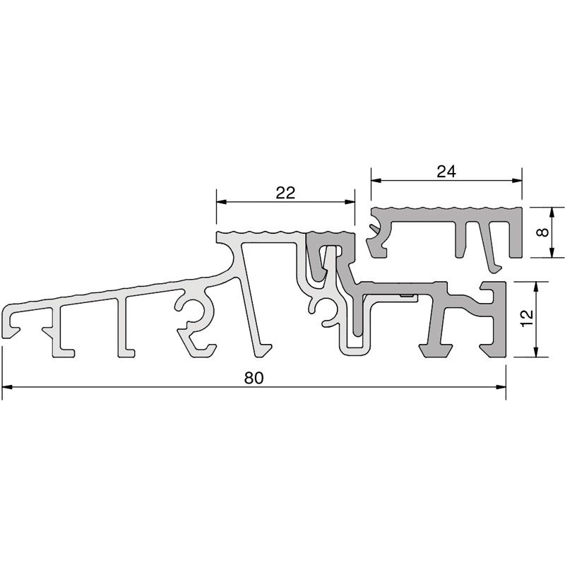 GKG Türschwelle 80 mm TS58022-24-FL mit loser Schließblechleiste 24 mm Produktbild BIGSKZ L