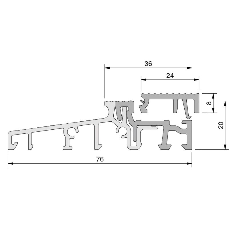 Türschwelle TS57622-24 FL 76 mm ohne Wärmebrücke EV1/grau mit Schutzfolie, Füllleiste innen lose Produktbild BIGSKZ L