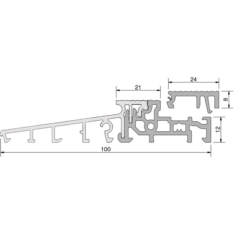 GKG Türschwelle 100 mm TS810010-24-FL mit loser Schließblechleiste 24 mm Produktbild BIGSKZ L