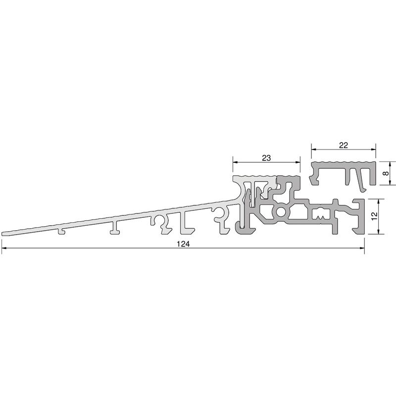 GKG Türschwelle 124 mm TS812410-FL mit loser Schließblechleiste 22 mm Produktbild BIGSKZ L