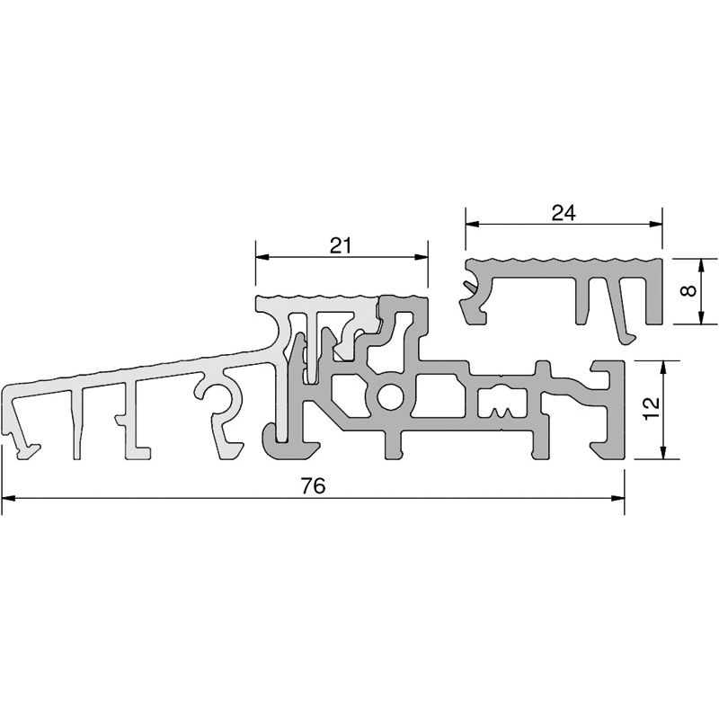 GKG Türschwelle 76 mm TS87612-24-FL mit loser Schließblechleiste 24 mm Produktbild BIGSKZ L