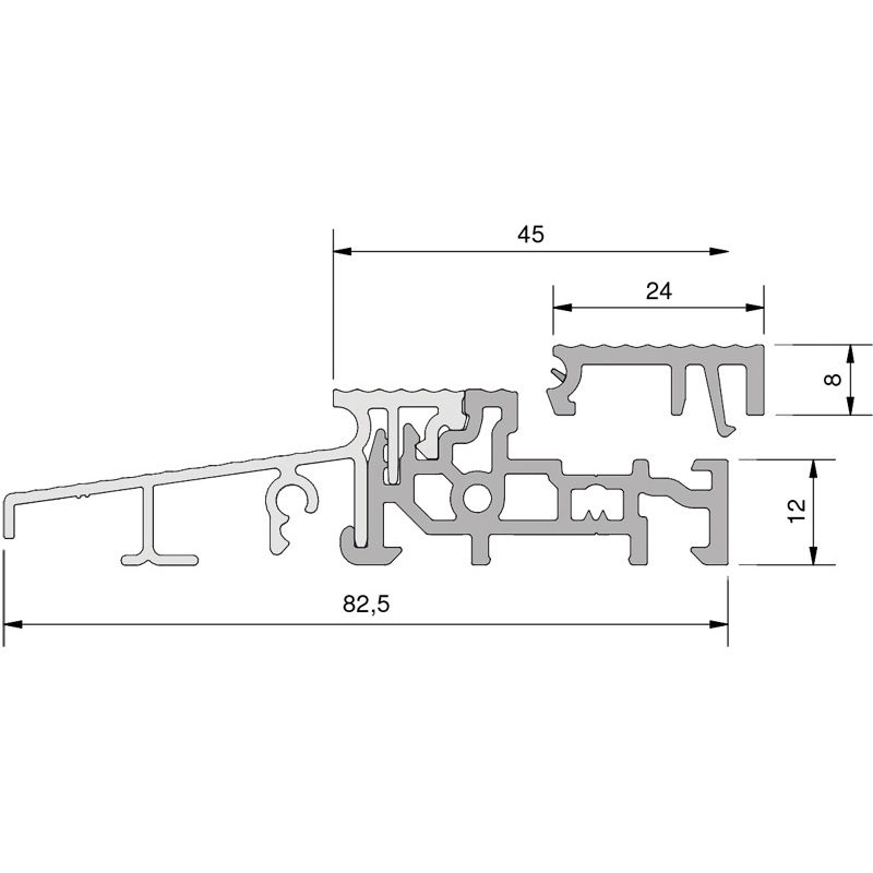 GKG Türschwelle 82,5 mm TS88220-24-FL mit loser Schließblechleiste 24 mm Produktbild BIGSKZ L
