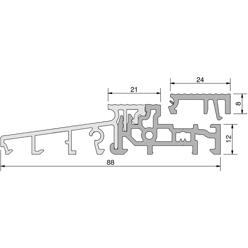 GKG Türschwelle 88 mm TS88810-24-FL mit loser Schließblechleiste 24 mm Produktbild BIGSKZ L