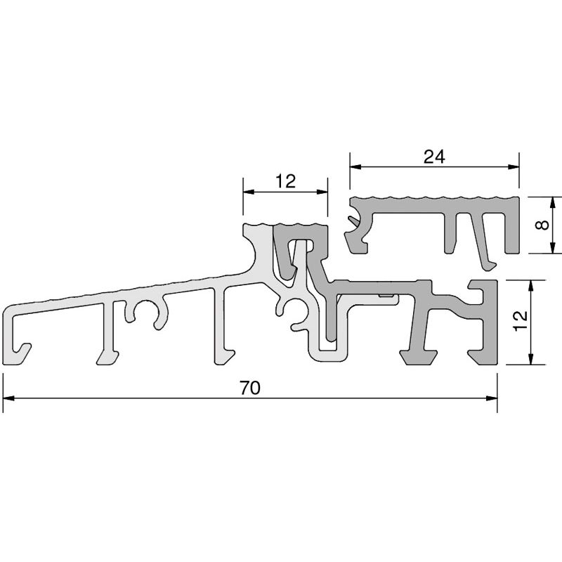 GKG Türschwelle 70 mm TS57062-24-FL mit loser Schließblechleiste 24 mm Produktbild BIGSKZ L