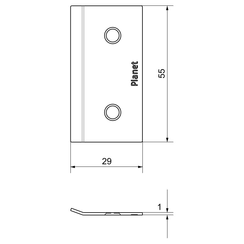 Planet Eckplattenset X3 Blech 29x55x1 mm Produktbild BIGSKZ L