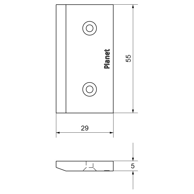 Planet Eckplattenset X3 Alu 29x55x5 mm Produktbild BIGSKZ L