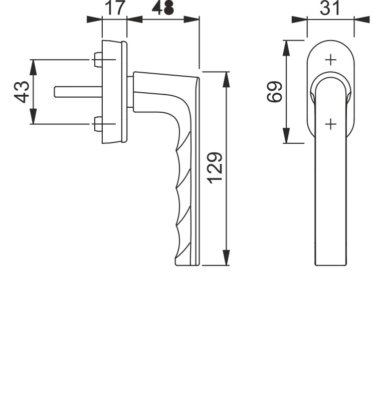 0700/UD9020 F31-1 Alu Edelstahloptik matt / N10A, mit Arretierung, stahlgrau / 5 mm / 7 mm / 20-30 mm vorst. / HOPPE-Logo / 90° / M5x35 mm + M5x40 mm Produktbild BIGSKZ L