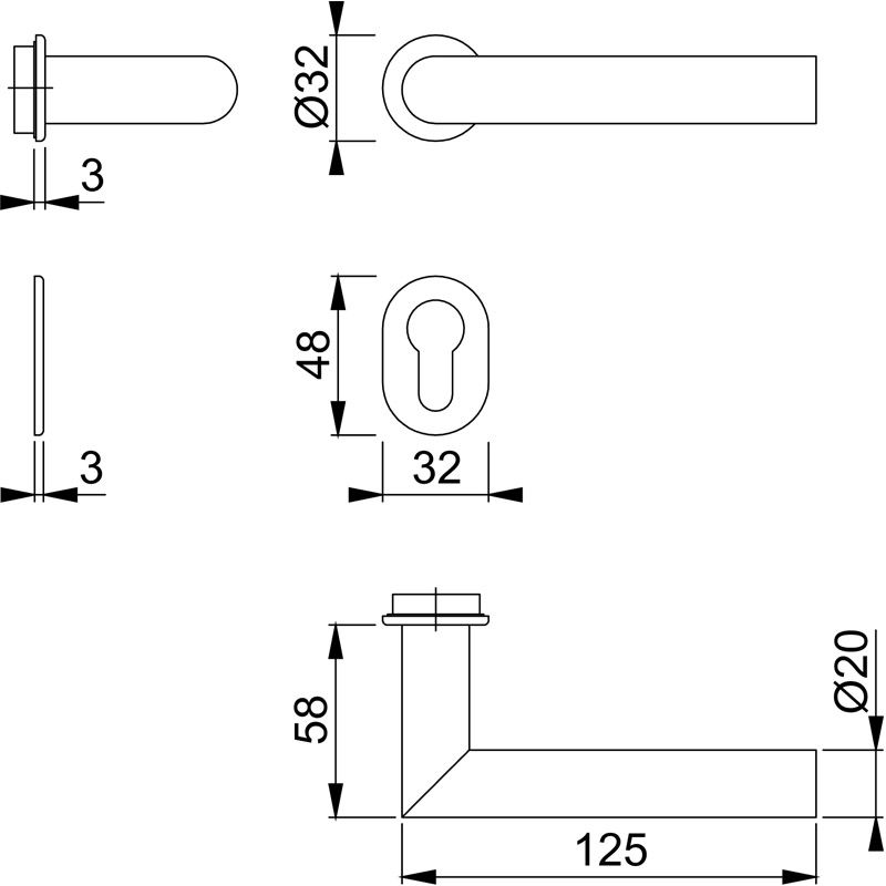HOPPE Objektgarnitur AMSTERDAM *E1400Z/868P/869PS-SK* Kat.3 Produktbild BIGSKZ L