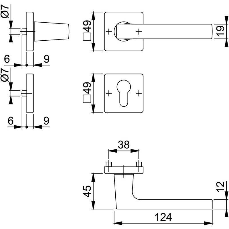 HOPPE Objektgarnitur DALLAS *M1643/843KV/843KVS* Kat.3 Produktbild BIGSKZ L