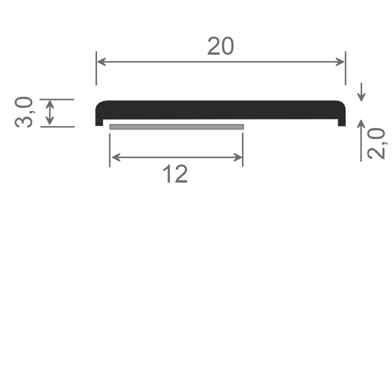 MENKE PVC-Flachprofil mit abgerundeten Ecken und Schaumklebeband Produktbild BIGSKZ L