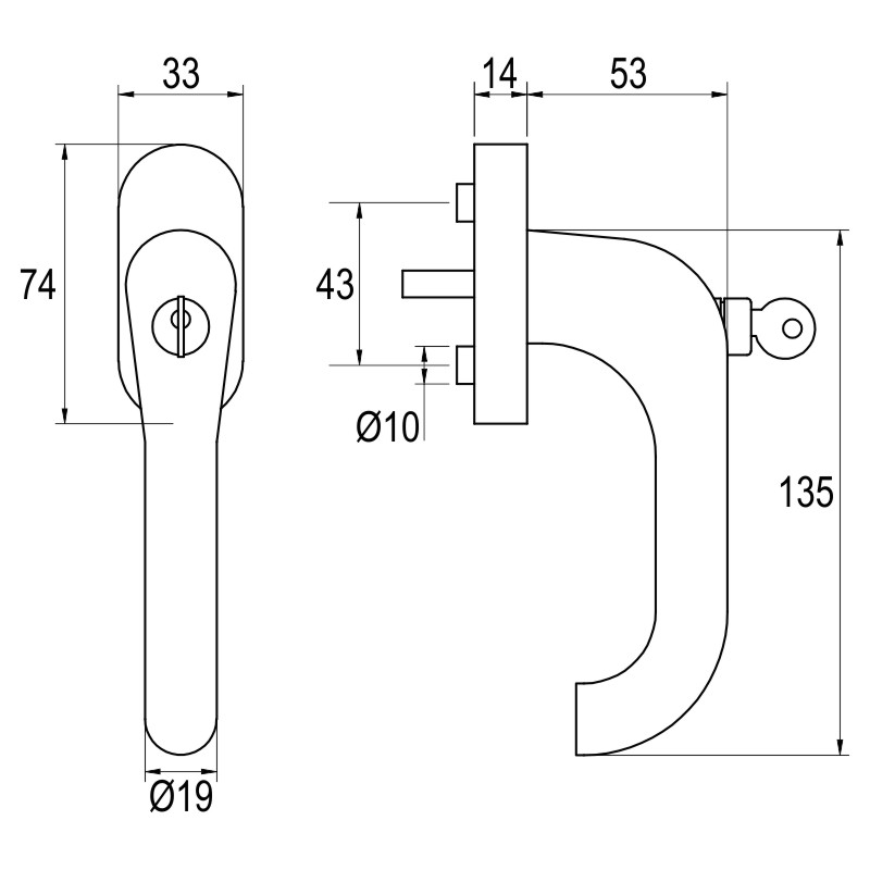 greenteQ Fenstergriff FG60.SG100.ER abschließbar - 100NM inkl. Schrauben Produktbild BIGSKZ L