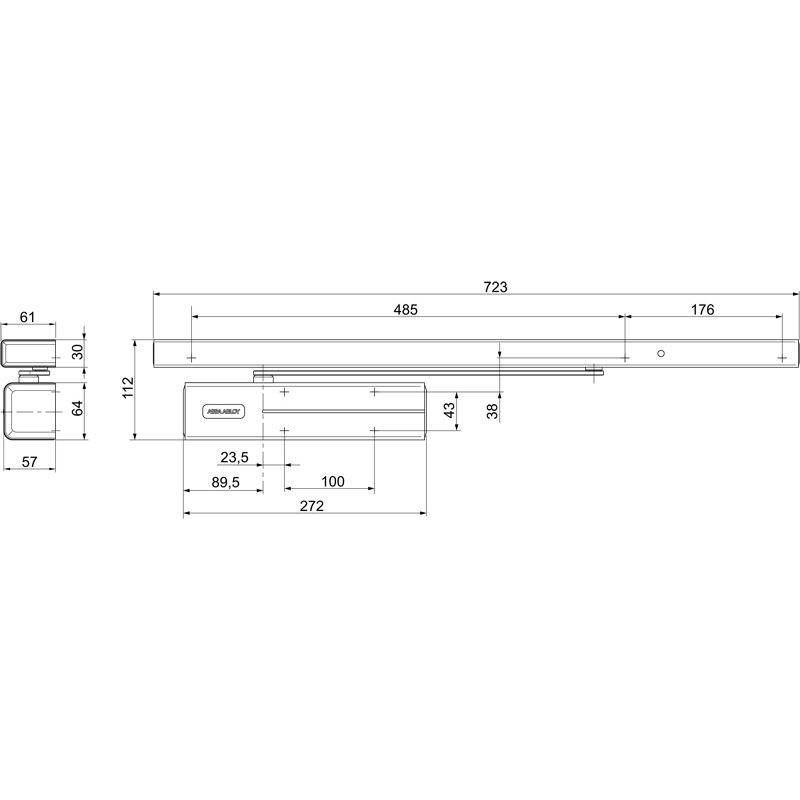 ASSA ABLOY Gleitschiene G-S mit elektromechanischer Feststellung und Rauchschalter Produktbild BIGSKZ L