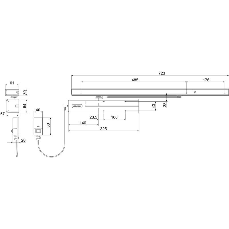 ASSA ABLOY Freilauf-Gleitschiene G-FMS mit Rauchschalter Produktbild BIGSKZ L