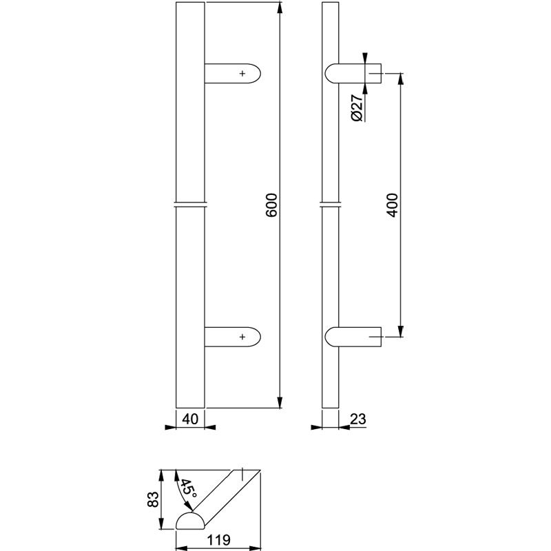 HOPPE Türgriff E5092 mit schrägen Stützen Produktbild BIGSKZ L