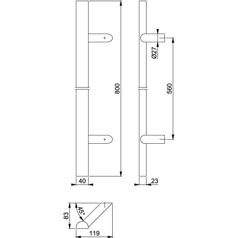 HOPPE Türgriff E5092 mit schrägen Stützen Produktbild BIGSKZ L