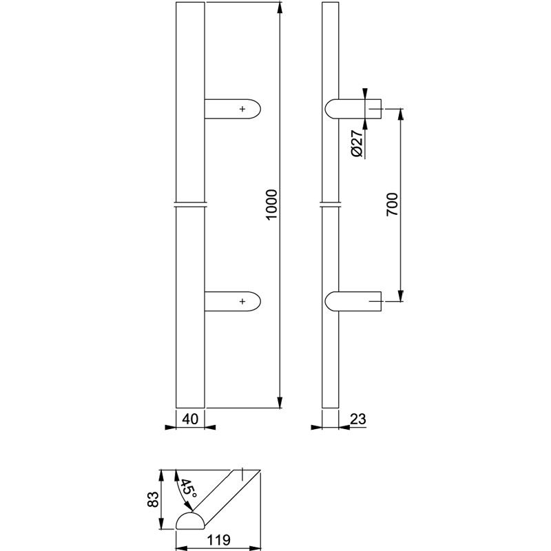 HOPPE Türgriff E5092 mit schrägen Stützen Produktbild BIGSKZ L