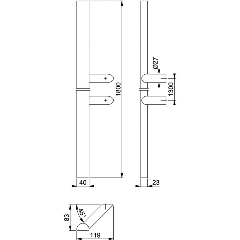 HOPPE Türgriff E5092 mit schrägen Stützen Produktbild BIGSKZ L