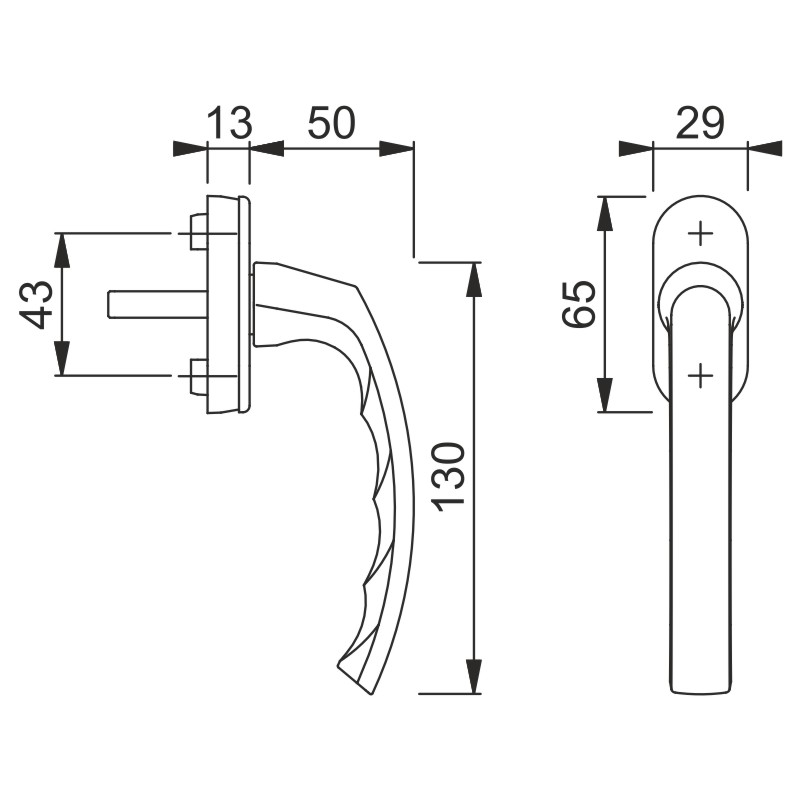 HOPPE Fenstergriff LIEGE Alu 90° mit Logo - inkl. Schrauben Produktbild BIGSKZ L