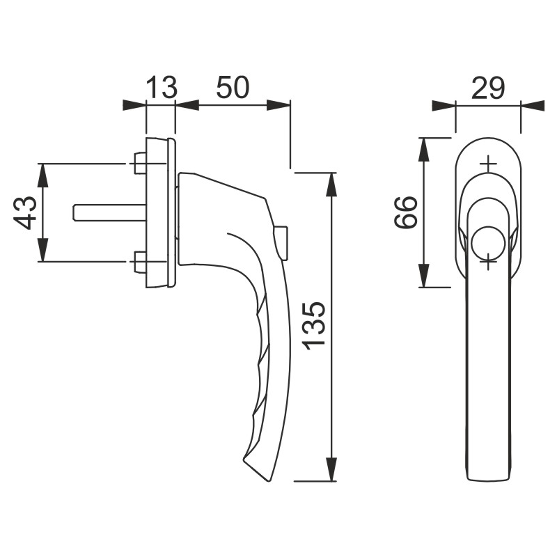 HOPPE Fenstergriff LIEGE 0540SV/U26 mit Logo Druckknopf -  inkl. Schrauben Produktbild BIGSKZ L