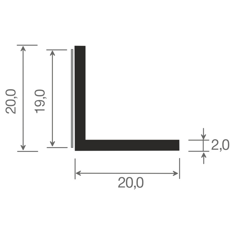 Winkelprofil 20x20x2,5mm SK Lg. 6,00m Weiß, VE: 60m Produktbild BIGSKZ L
