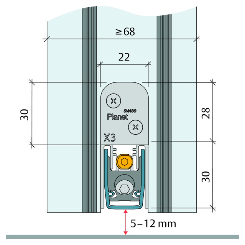 Planet X3 eins. Silikon RD 1211-1335 mm Erforderliche Länge (mm): (= X – 1 mm) Produktbild BIGSKZ L