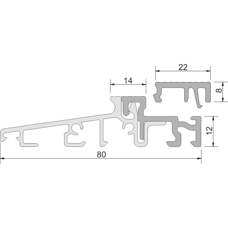 GKG Türschwelle 80 mm TS58012-FL  mit loser Schließblechleiste 22 mm Produktbild BIGSKZ L