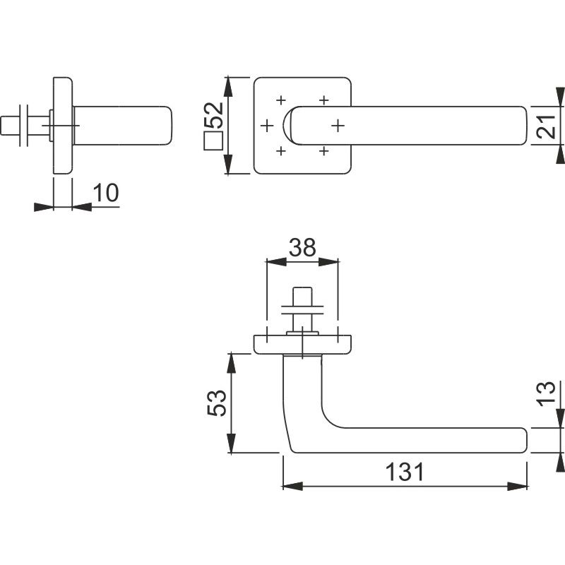 HOPPE Stiftteil mit quadratischer Rosette DALLAS *E1643Z/52* Produktbild BIGSKZ L
