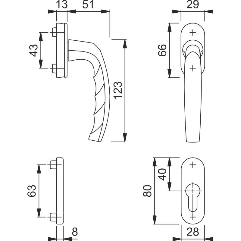 HOPPE Balkon-/Fenstertür-Halbgarnitur Innenseite ATLANTA 0530/U26/49PNS Produktbild BIGSKZ L