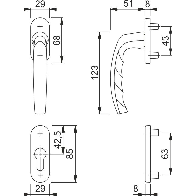 HOPPE Balkon-/Fenstertür-Halbgarnitur Außenseite ATLANTA 0530/66N/66NS Produktbild BIGSKZ L