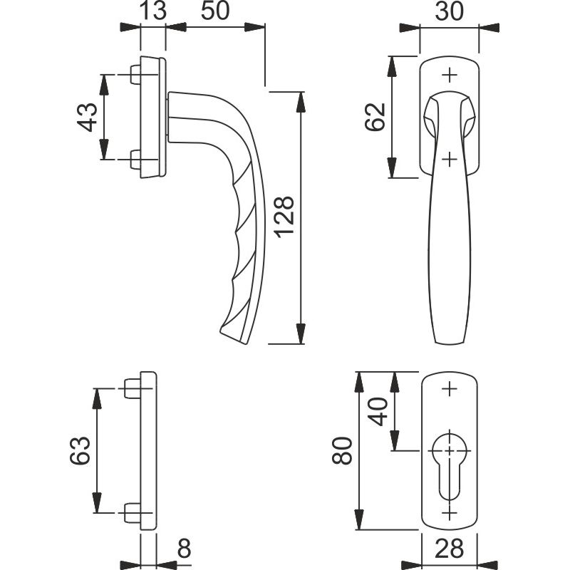 HOPPE Balkon-/Fenstertür-Halbgarnitur Innenseite NEW YORK 0810/U10/962PNS Produktbild BIGSKZ L