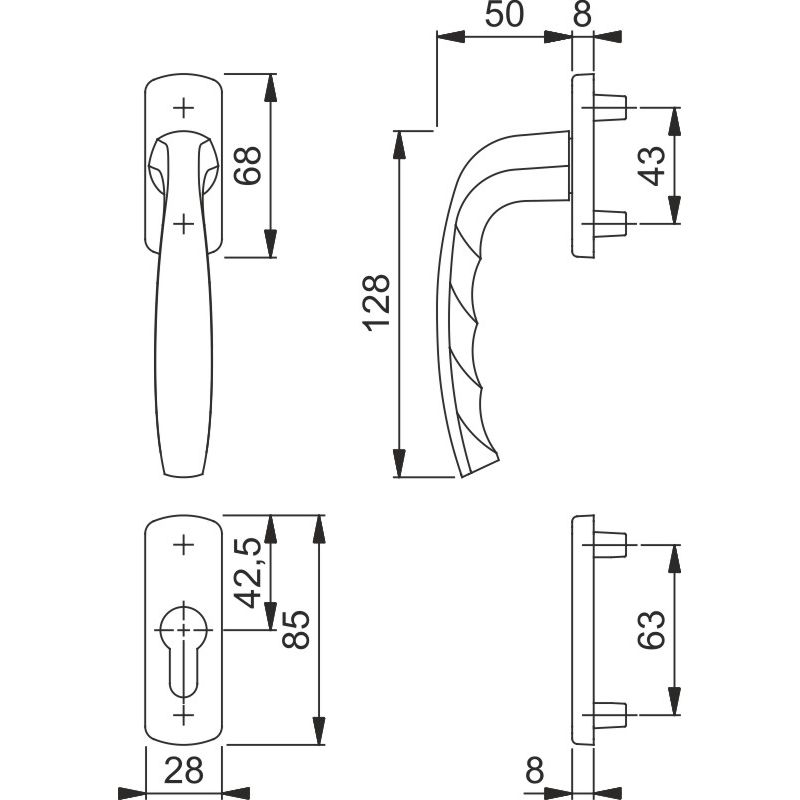 HOPPE Balkon-/Fenstertür-Halbgarnitur Außenseite NEW YORK 0810/961N/962NS Produktbild BIGSKZ L