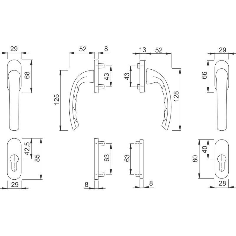 HOPPE Balkon-/Fenstertür-Garnitur TOKYO 0710RH/66N/U26/0710/66NS/49PNS Produktbild BIGSKZ L