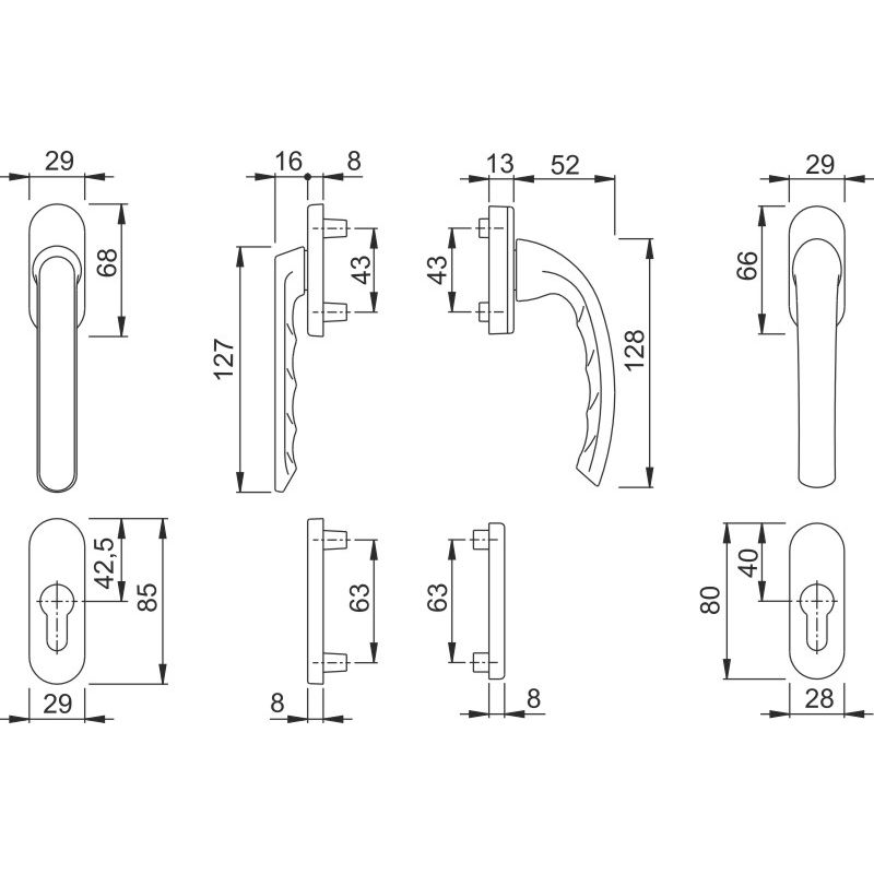 HOPPE Balkon-/Fenstertür-Garnitur TOKYO 099KH/66N/U26/0710/66NS/49PNS flacher Griff Produktbild BIGSKZ L