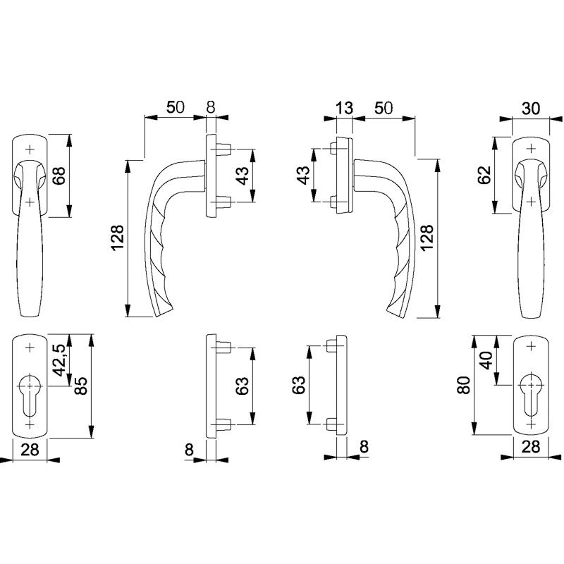 HOPPE Balkon-/Fenstertür-Garnitur NEW YORK 0810/961N/U10/0810/962NS/PNS Produktbild BIGSKZ L