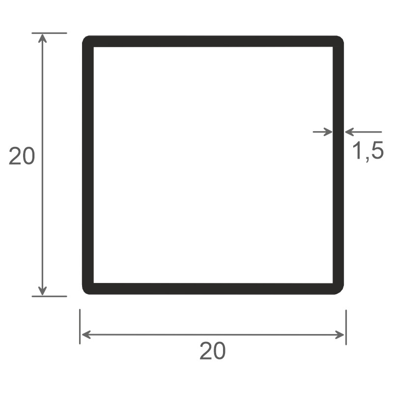 Vierkantrohr 20x20x1,5mm Lg. 6,00m Weiß, VE: 60m Produktbild BIGSKZ L