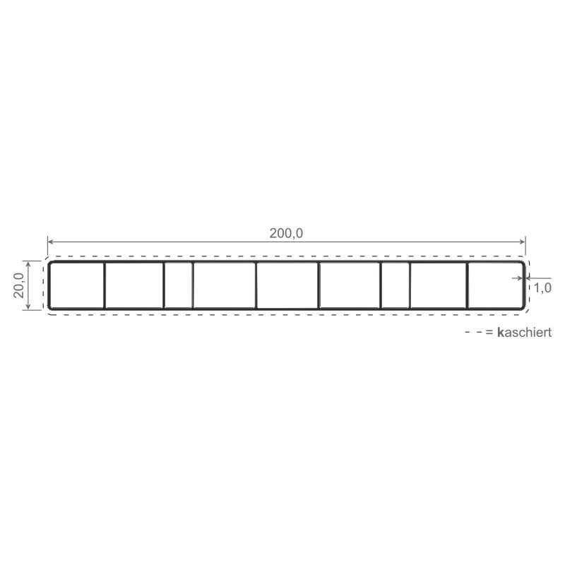 Hohlkammerprofil 200x20mm Lg. 6,00m foliert 436 1014 Alux DB 703 Produktbild BIGSKZ L