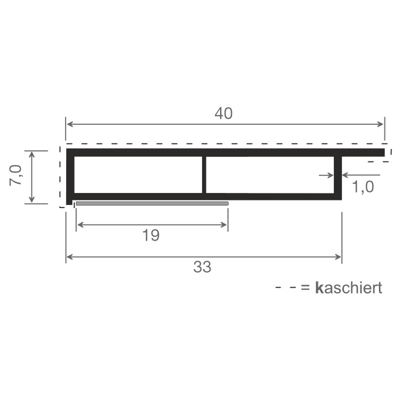 Kammerprofil 40x7 mm SK Lg. 6,00 m foliert mit Nase PX 47097 Black Ulti Matt Produktbild BIGSKZ L