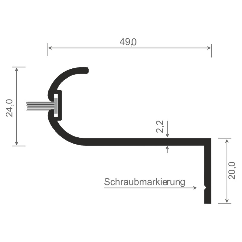 Abrollprofil 47 mm schraubbar Lg. 6,00 m Braun, mit Bürste, VE: 60 m Produktbild BIGSKZ L
