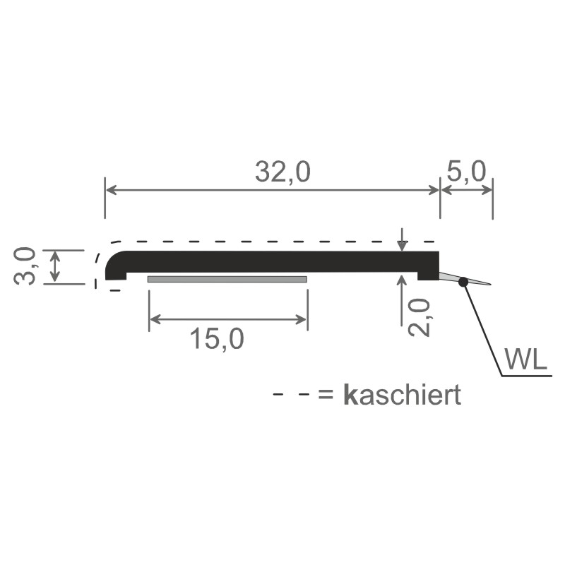 Flachprofil 32x3 mm WL SK Lg. 6,00 mfoliert, WL Schwarz88 7505-167 SCHOKOBRAUN [73] Produktbild BIGSKZ L