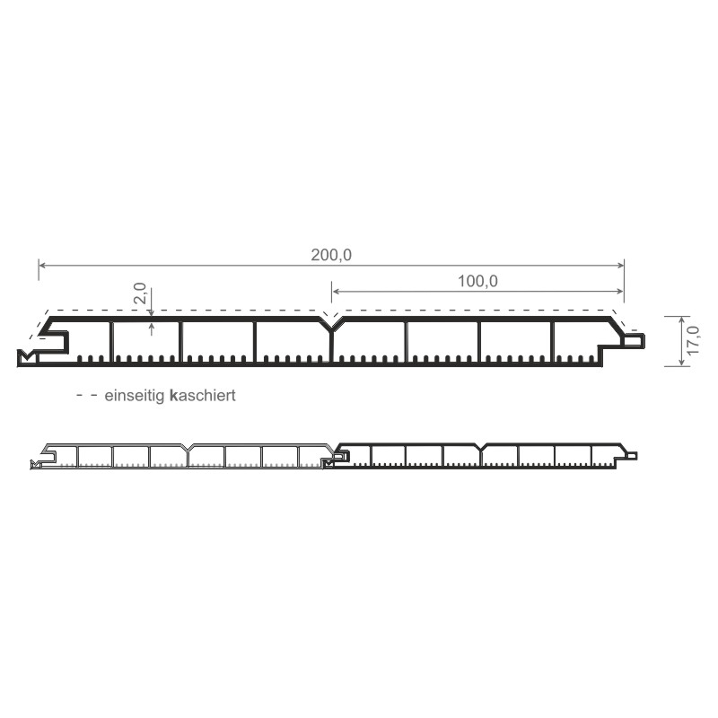 Nut- u. Federprofil 200x17 mm Lg. 6,00 mfoliert, V-Fuge, verstärkt70 3805-167 ACHATGRAU [62] Produktbild BIGSKZ L