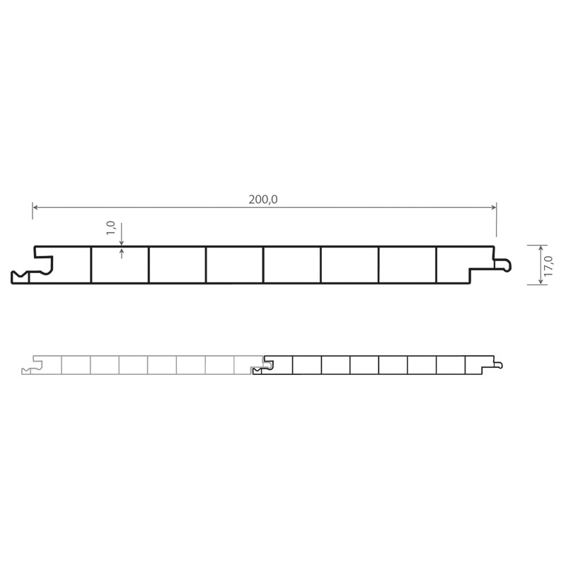 Nut- u. Federprofil 200x17 mm Lg. 6,00 mWeiß, gerade, VE: 30 m Produktbild BIGSKZ L