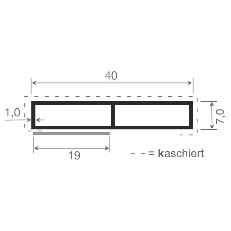 Kammerprofil 40x7 mm SK Lg. 6,00 mfoliert, ohne Nase701505-167 SCHIEFERGRAU [54] Produktbild BIGSKZ L