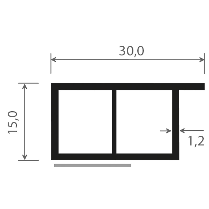 Kammerprofil 30x15 mm SK Lg. 6,00 mfoliert, mit Nase436 6047 QUARZGRAU MATT [120] Produktbild BIGSKZ L
