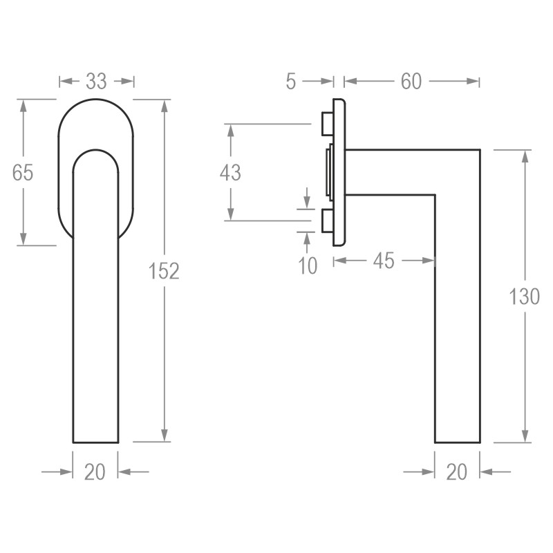 greenteQ Fenstergriff FG61.FRS.ER mit flacher Rosette Edelstahl - inkl. Schrauben Produktbild BIGSKZ L