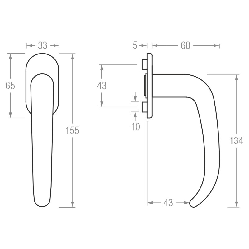 greenteQ Fenstergriff FG65.FRS.ER mit flacher Rosette Edelstahl - inkl. Schrauben Produktbild BIGSKZ L