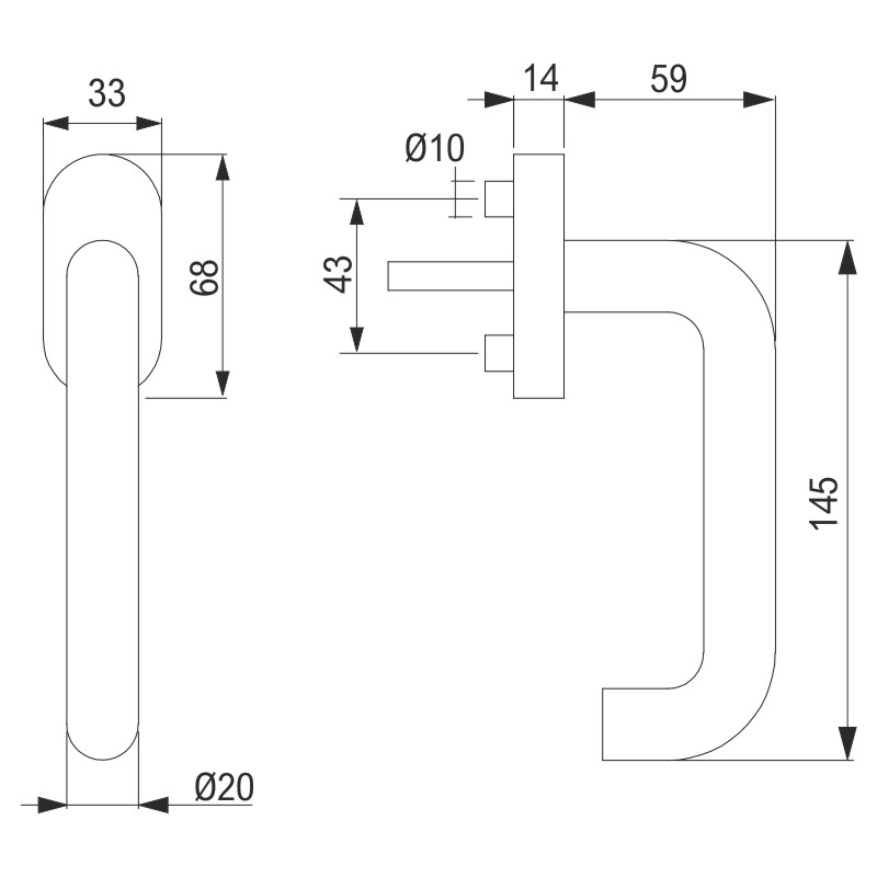 greenteQ Fenstergriff FG60L.ER.RAL9005 - inkl. Schrauben Produktbild BIGSKZ L