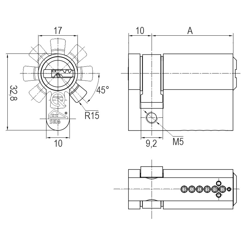 greenteQ Halbzylinder Wendeschlüssel SX 40 10/40 8-F mit 5 Schlüsseln Produktbild BIGSKZ L