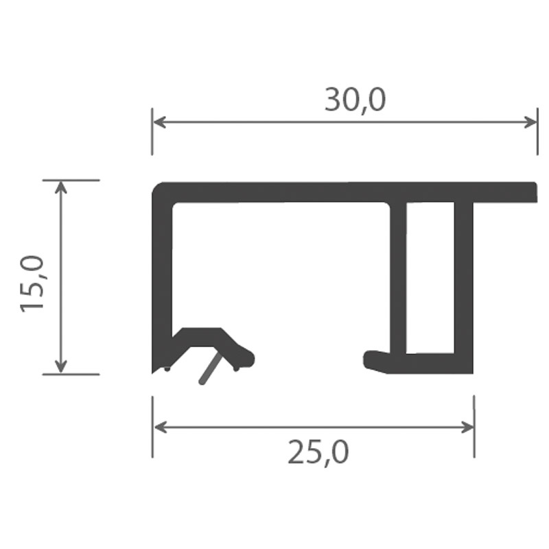 Anschluß-Profil 30 mm Lg. 6,00 mklipsbar, Weiß, mit Nase, Produktbild BIGSKZ L